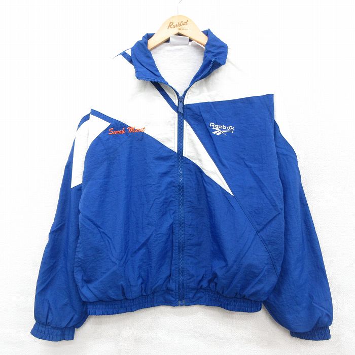 S★古着 リーボック REEBOK 長袖 ナイロン ジャケット メンズ 90年代 90s ワンポイントロゴ PARKVIEW 青他 ブルー 25sep29 中古 アウター ウインドブレーカー