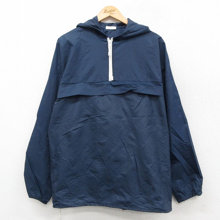 M★古着 Wear Guard 長袖 ハーフジップ ナイロン ジャケット パーカー メンズ 90年代 90s 紺 ネイビー 25sep29 中古 アウター ウインドブレーカー