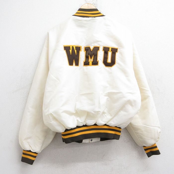 XL★古着 長袖 ナイロン ジャケット メンズ 80年代 80s WHU ラグラン USA製 白 ホワイト 内側キルティング 25sep30 中古 アウター ウインドブレーカー
