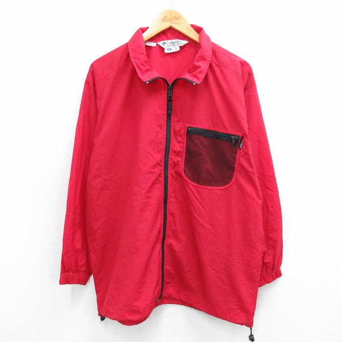 【20%OFF】M★古着 コロンビア COLUMBIA 長袖 ナイロン ジャケット メンズ 90年代 90s 赤 レッド 【spe】 25oct01 中古 アウター ウインドブレーカー