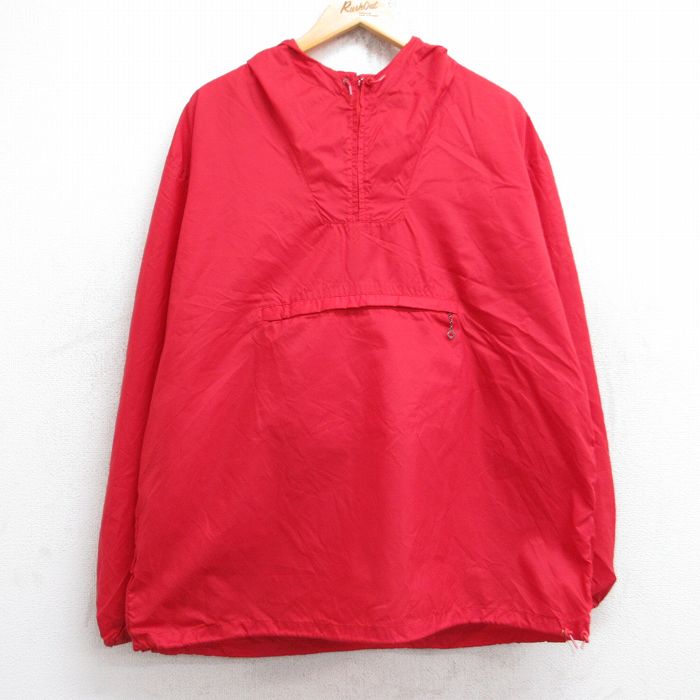 XL★古着 ペニーズ 長袖 ナイロン ジャケット アノラック パーカー メンズ 70年代 70s 赤 レッド 25oct03 中古 アウター ウインドブレーカー