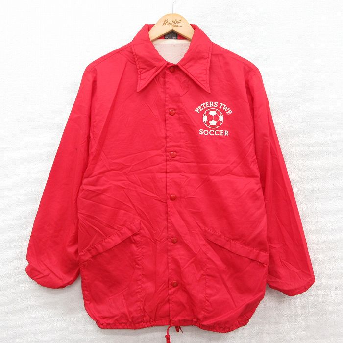 M★古着 ヒルトン 長袖 ナイロン ジャケット メンズ 90年代 90s サッカー USA製 赤 レッド 25oct07 中古 アウター ウインドブレーカー
