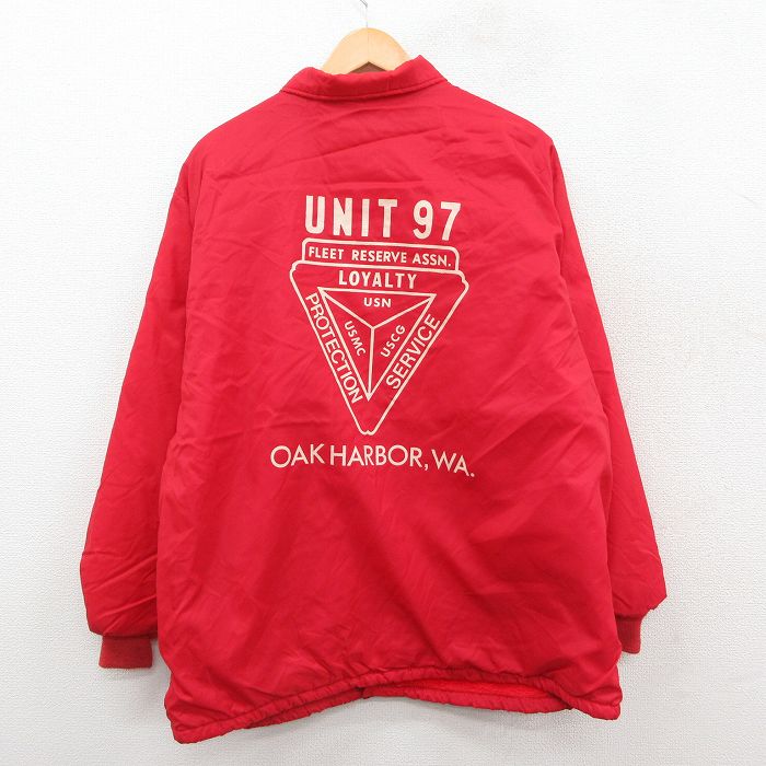 L★古着 ヒルトン 長袖 ナイロン ジャケット メンズ 90年代 90s UNIT 97 USA製 赤 レッド 内側ボア 25oct07 中古 アウター ウインドブレーカー