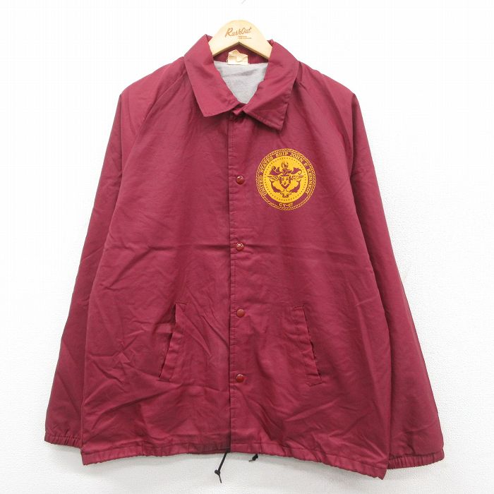 L★古着 チョークライン 長袖 ナイロン ジャケット メンズ 90年代 90s CV-67 ラグラン USA製 エンジ 25oct07 中古 アウター ウインドブレーカー