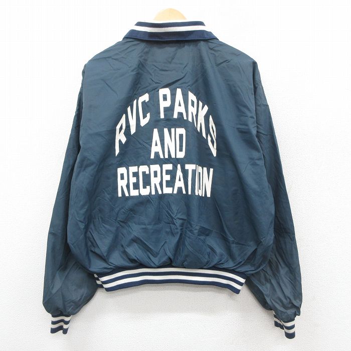 XL★古着 長袖 ナイロン ジャケット メンズ 90年代 90s RVC PARKS USA製 紺他 ネイビー 25oct07 中古 アウター ウインドブレーカー