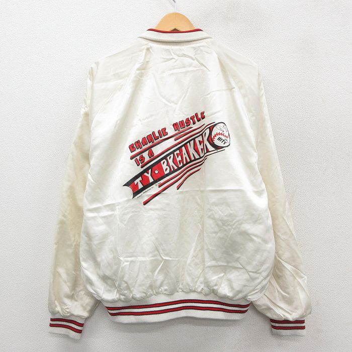 【20%OFF】XL★古着 長袖 ナイロン ジャケット メンズ 80年代 80s TY BREAKER 野球 襟付き ラグラン 大きいサイズ USA製 白他 ホワイト 25oct07 中古 アウター ウインドブレーカー