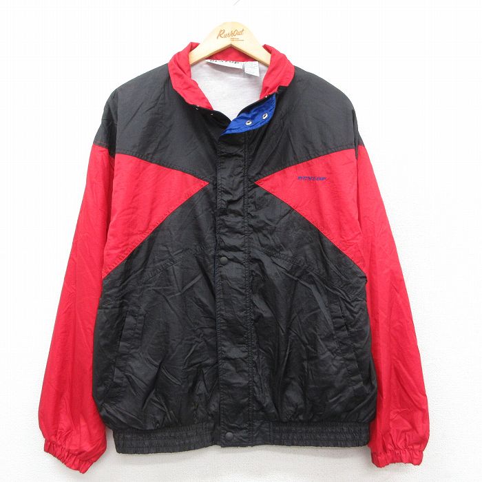 M★古着 ダンロップ 長袖 ナイロン ジャケット メンズ 00年代 00s ツートンカラー 黒他 ブラック 25oct08 中古 アウター ウインドブレーカー