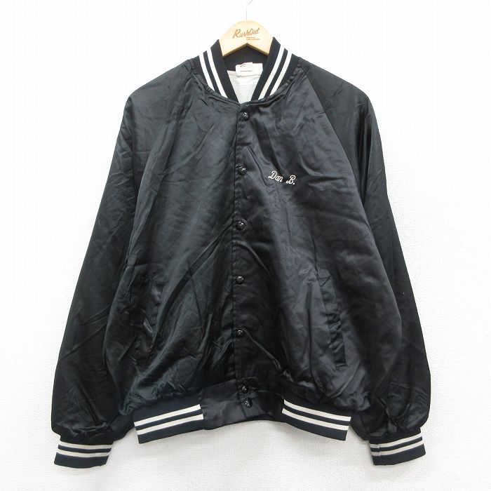 XL★古着 長袖 ナイロン ジャケット メンズ 90年代 90s ソフトボール USA製 黒 ブラック 25oct09 中古 アウター ウインドブレーカー