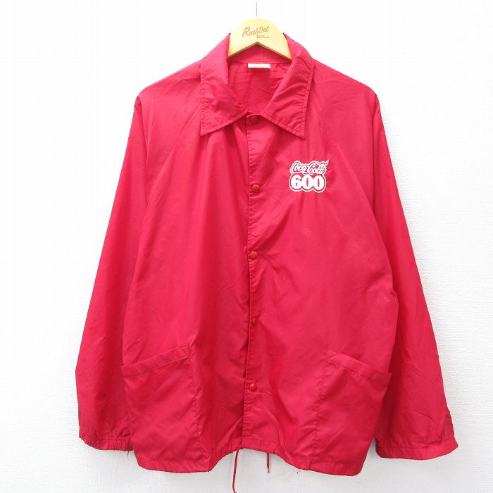 L★古着 長袖 ナイロン ジャケット メンズ 80年代 80s コカコーラ ラグラン USA製 赤 レッド 25oct11 中古 アウター ウインドブレーカー