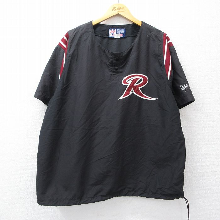 XL★古着 半袖 ナイロン ジャケット メンズ 90年代 90s R 大きいサイズ ヘンリーネック USA製 黒他 ブラック 25oct11 中古 アウター ウインドブレーカー