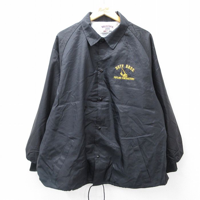 XL★古着 長袖 ナイロン ジャケット メンズ 90年代 90s DOTY BROS ラグラン 大きいサイズ USA製 黒 ブラック 25oct14 中古 アウター ウインドブレーカー