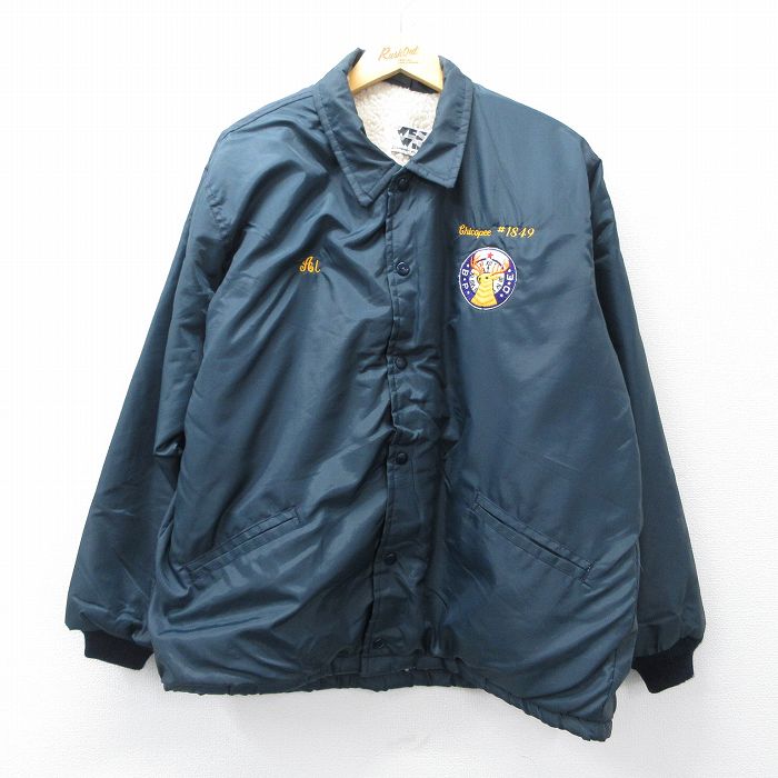 XL★古着 長袖 ナイロン ジャケット メンズ 90年代 90s シカ 大きいサイズ USA製 紺系 ネイビー 内側ボア 25oct14 中古 アウター ウインドブレーカー