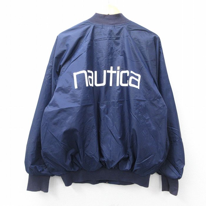 【50%OFF】ノーティカ 90s ラグランジャケット ビッグロゴ ネイビー XL | 古着