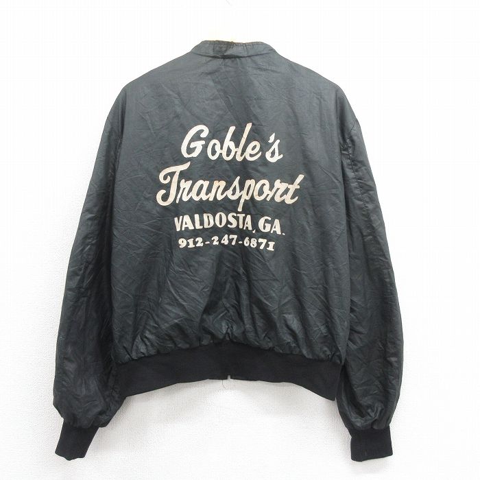 L★古着 長袖 ナイロン ジャケット メンズ 80年代 80s　Gobles スタンドカラー USA製 黒 ブラック 25oct16 中古 アウター ウインドブレーカー