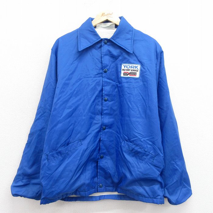 L★古着 ホロウェイ 長袖 ナイロン ジャケット メンズ 80年代 80s YORK USA製 青 ブルー 25oct16 中古 アウター ウインドブレーカー