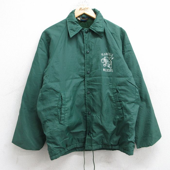 S★古着 チャンピオン champion 長袖 ビンテージ ナイロン ジャケット メンズ 70年代 70s ワイルドキャッツ ラグラン ランナーズタグ 緑 グリーン 内側ボア 25oct20 中古 アウター ウインドブレーカー
