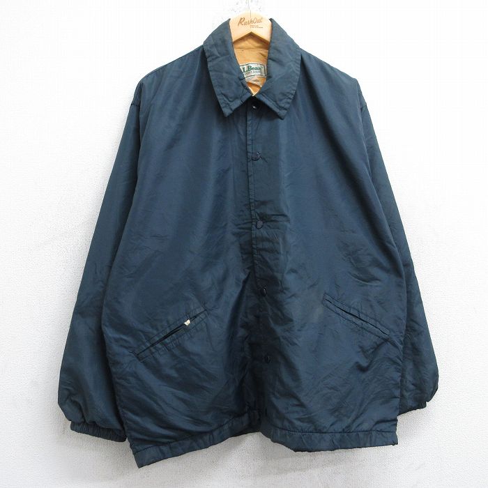 XL★古着 エルエルビーン LLBEAN 長袖 ナイロン ジャケット メンズ 80年代 80s 大きいサイズ USA製 紺 ネイビー 25oct20 中古 アウター ウインドブレーカー