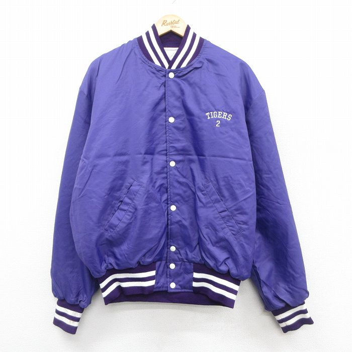 【20%OFF】XL★古着 ホロウェイ 長袖 ナイロン ジャケット メンズ 90年代 90s TIGERS 2 大きいサイズ 紫 パープル 内側キルティング 25oct20 中古 アウター ウインドブレーカー