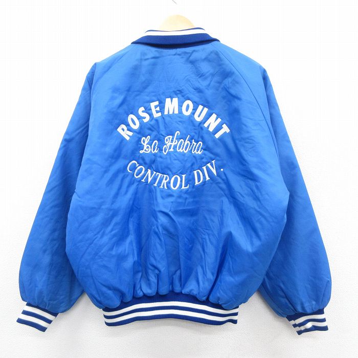 XL★古着 長袖 ナイロン ジャケット メンズ 90年代 90s ローズマウント ラグラン USA製 青 ブルー 内側キルティング 25oct20 中古 アウター ウインドブレーカー