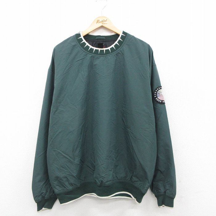 XL★古着 グレッグノーマン 長袖 ナイロン ジャケット メンズ 00年代 00s ワッペン 大きいサイズ クルーネック 緑 グリーン 25oct23 中古 アウター ウインドブレーカー