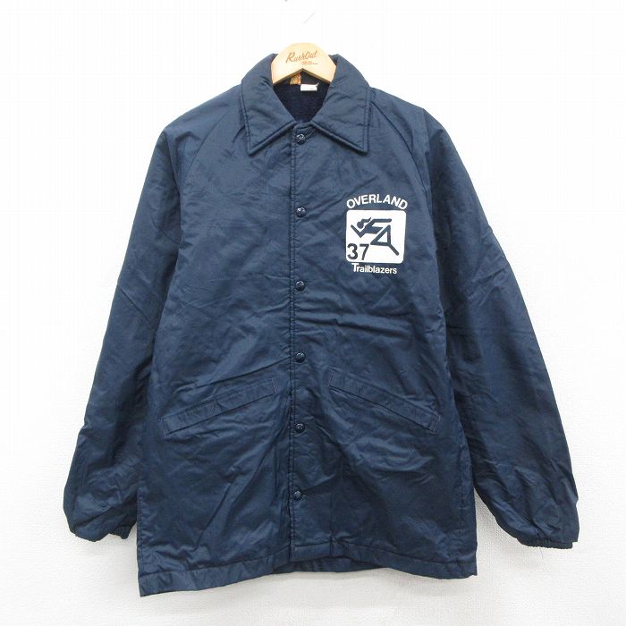 M★古着 Dunbrooke 長袖 ナイロン ジャケット メンズ 80年代 80s マラソン ラグラン USA製 紺 ネイビー 内側ボア 25oct23 中古 アウター ウインドブレーカー