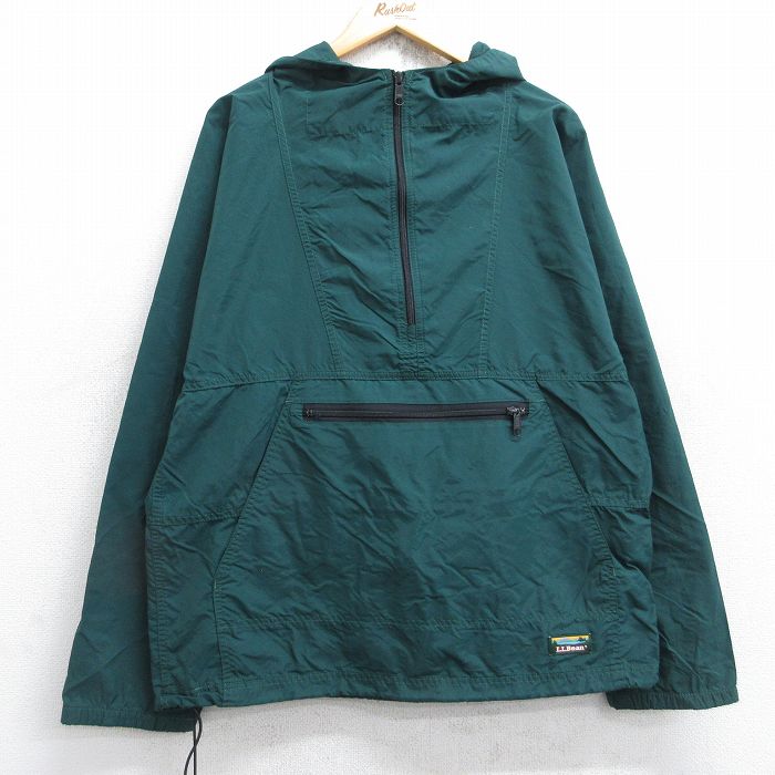 M★古着 エルエルビーン LLBEAN 長袖 ハーフジップ ナイロン ジャケット アノラック パーカー メンズ 90年代 90s 緑 グリーン 25oct24 中古 アウター ウインドブレーカー