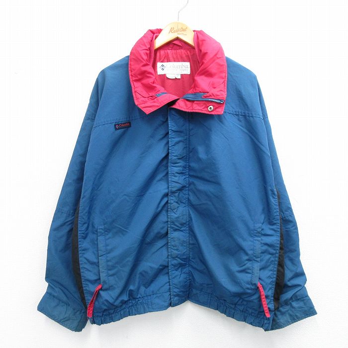 XL★古着 コロンビア COLUMBIA 長袖 ナイロン ジャケット メンズ 90年代 90s バガブー 大きいサイズ 紺系 ネイビー 25oct24 中古 アウター ウインドブレーカー