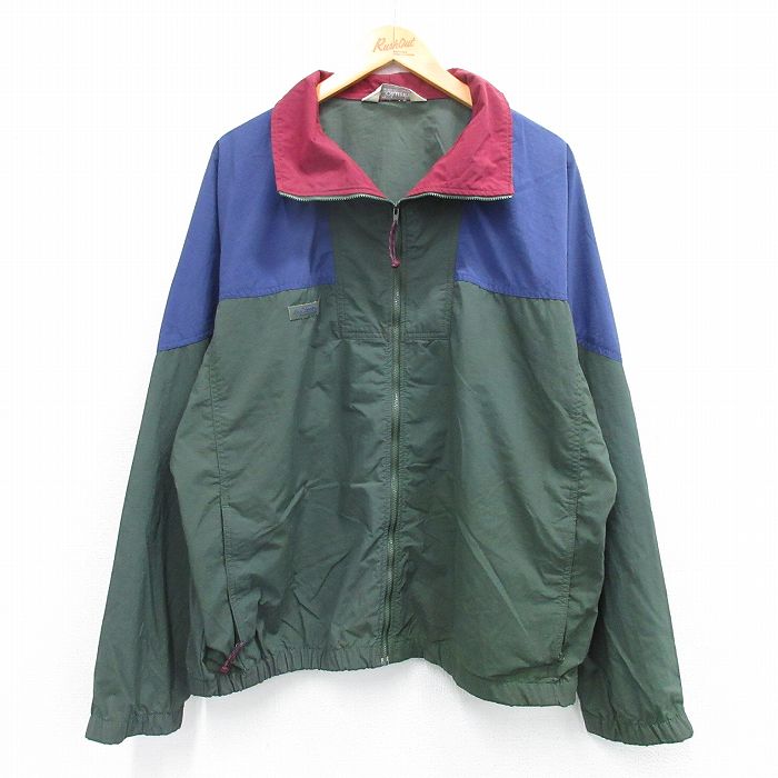 XL★古着 コロンビア COLUMBIA 長袖 ナイロン ジャケット メンズ 90年代 90s 大きいサイズ 緑他 グリーン 【spe】 25oct24 中古 アウター ウインドブレーカー