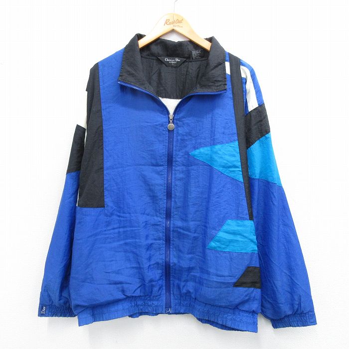 XL★古着 クリスチャンディオール Christian Dior 長袖 ブランド ナイロン ジャケット メンズ 青他 ブルー 25oct24 中古 アウター ウインドブレーカー