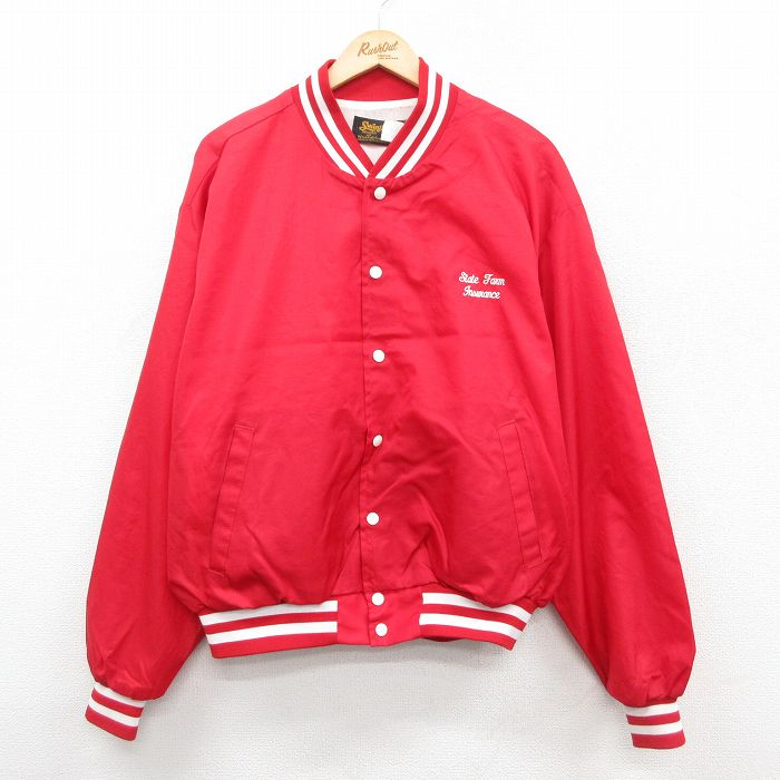 XL★古着 スイングスター 長袖 ナイロン ジャケット メンズ 80年代 80s State Farm 大きいサイズ USA製 赤他 レッド 25oct28 中古 アウター ウインドブレーカー