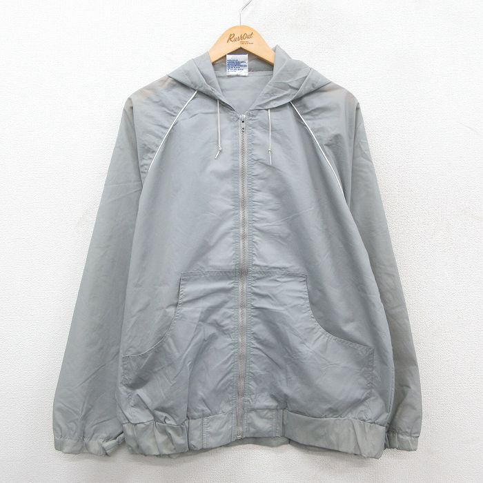 L★古着 チャンピオン champion 長袖 ナイロン ジャケット パーカー メンズ 90年代 90s ラグラン グレー 25oct28 中古 アウター ウインドブレーカー