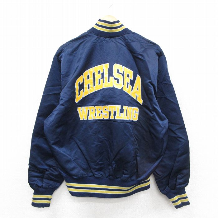 L★古着 長袖 ハーフジップ ナイロン ジャケット メンズ 90年代 90s CHELSEA USA製 紺他 ネイビー 25oct30 中古 アウター ウインドブレーカー