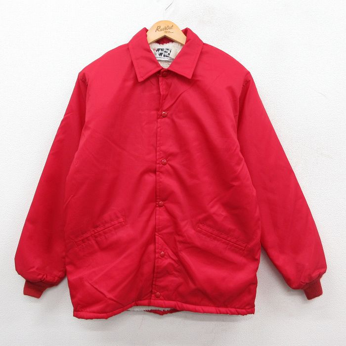 L★古着 長袖 ナイロン ジャケット メンズ 90年代 90s USA製 赤 レッド 内側ボア 25oct30 中古 アウター ウインドブレーカー