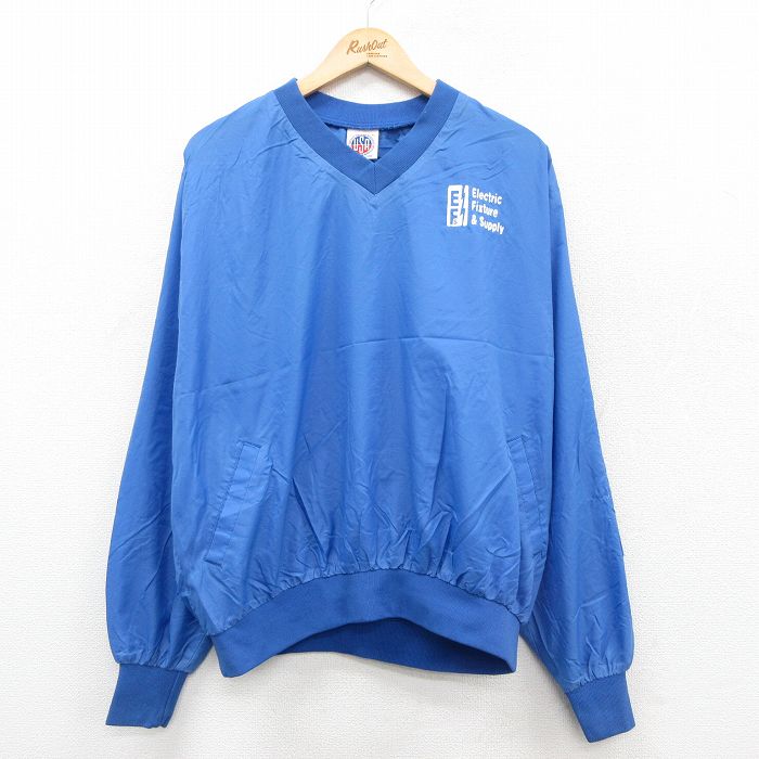 XL★古着 長袖 ナイロン ジャケット メンズ 90年代 90s EFS 大きいサイズ Vネック USA製 薄紺系 ネイビー 25oct31 中古 アウター ウインドブレーカー