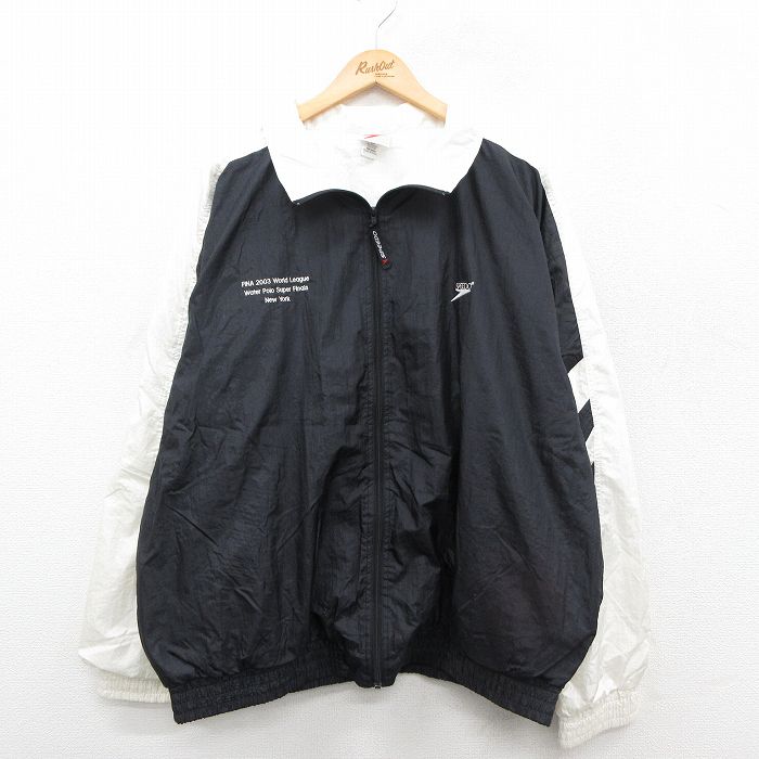 XL★古着 スピード SPEEDO 長袖 ナイロン ジャケット メンズ 00年代 00s 大きいサイズ 黒他 ブラック 25oct31 中古 アウター ウインドブレーカー
