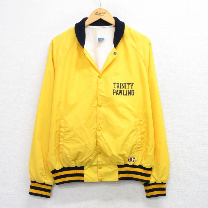 チャンピオン 90s ラグランナイロンジャケット トリニティポーリング イエロー L | 古着