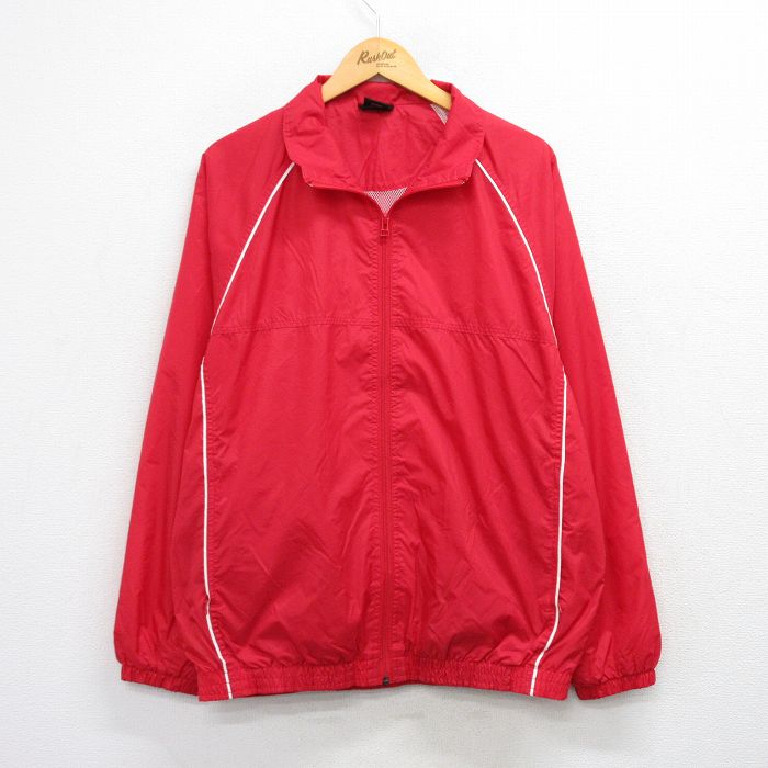 L★古着 ナイキ NIKE 長袖 ナイロン ジャケット メンズ 00年代 00s ラグラン 赤 レッド 内側メッシュ 25nov04 中古 アウター ウインドブレーカー