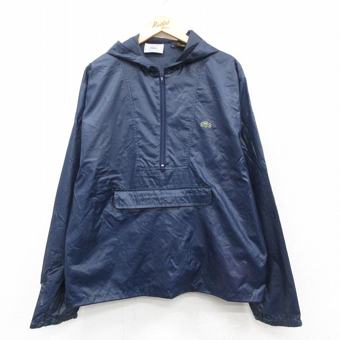 XL★古着 ラコステ LACOSTE IZOD 長袖 ブランド ハーフジップ ナイロン ジャケット アノラック パーカー メンズ 90年代 90s ワンポイントロゴ 紺 ネイビー 【spe】 25nov04 中古 アウター ウインドブレーカー