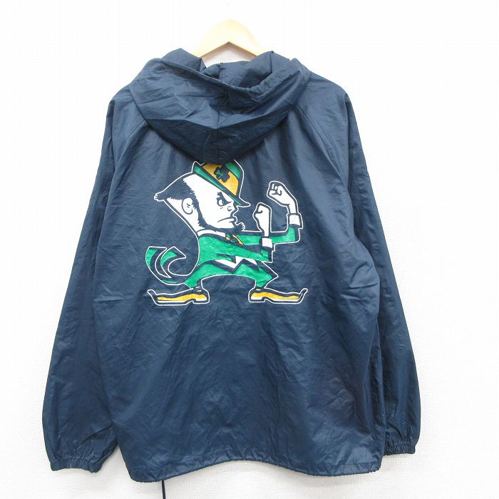 XL★古着 MVスポーツ 長袖 ハーフジップ ナイロン ジャケット アノラック パーカー メンズ 80年代 80s ノートルダム ラグラン リップストップ タロン 紺 ネイビー 25nov05 中古 アウター ウインドブレーカー