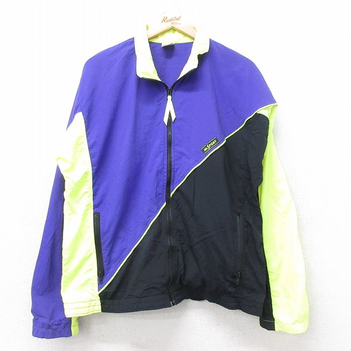 M★古着 長袖 ナイロン ジャケット メンズ 90年代 90s IN SPORT USA製 紫他 パープル 25nov05 中古 アウター ウインドブレーカー