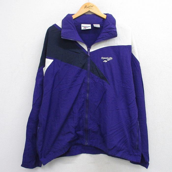 リーボック 90s ナイロンジャケット ワンポイントロゴ パープル XL | 古着