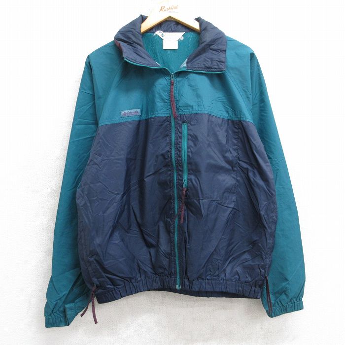 L★古着 コロンビア 長袖 ナイロン ジャケット メンズ 90年代 90s ラグラン ツートンカラー 紺他 内側メッシュ 25nov18
