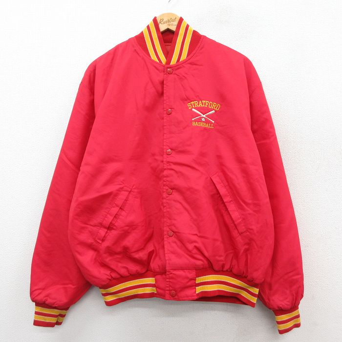 ナイロン 90s ジャケット ストラトフォードベースボール レッド XL | 古着