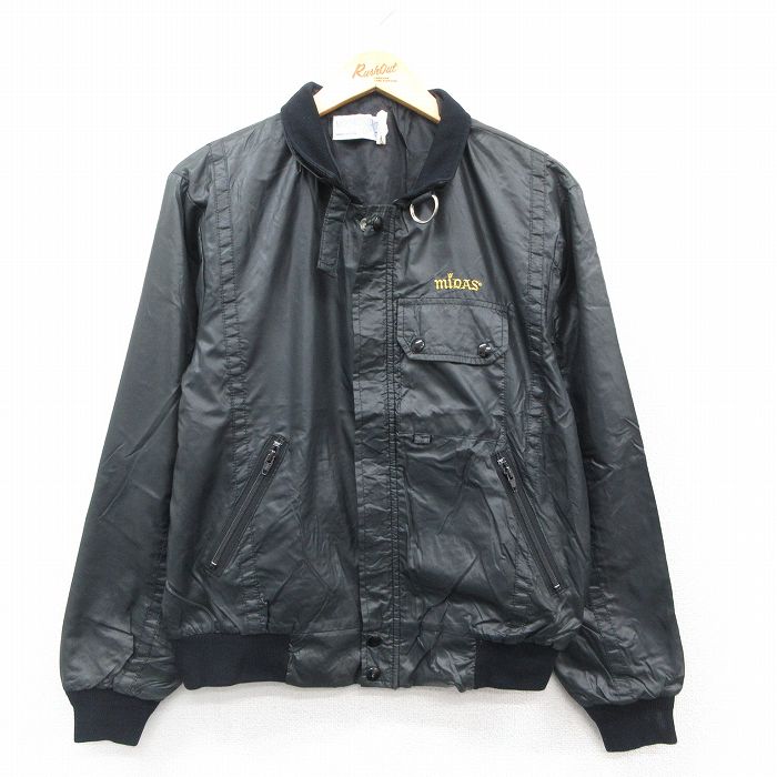 M★古着 長袖 ナイロン ジャケット メンズ 80年代 80s miDAS USA製 黒 25nov19