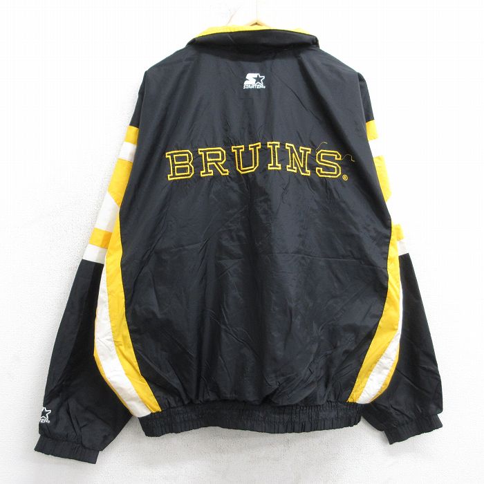 XL★古着 スターター 長袖 ナイロン ジャケット メンズ 00年代 00s NHL ボストンブルーインズ 大きいサイズ 黒他 アイスホッケー【spe】 25nov20