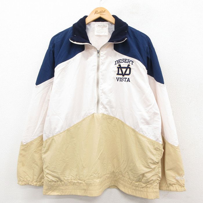 【20%OFF】XL★古着 デロング 長袖 ナイロン ジャケット メンズ 90年代 90s デザートビスタ マルチカラー ラグラン USA製 白他 25nov20