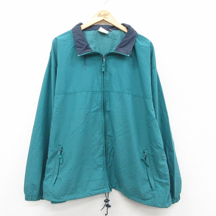 XL★古着 エルエルビーン 長袖 ナイロン ジャケット メンズ 80年代 80s ワンポイントロゴ 大きいサイズ 緑系 25nov28