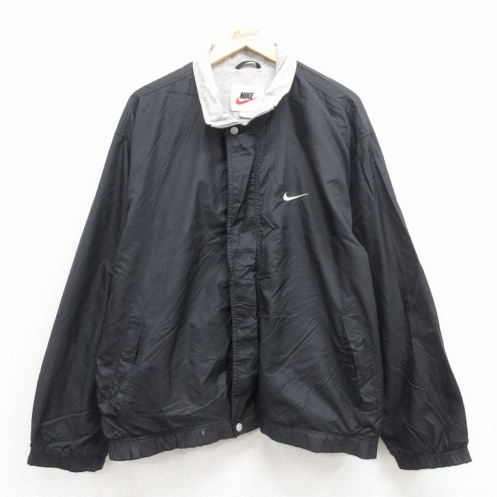 【20%OFF】XL★古着 ナイキ NIKE 長袖 ナイロン ジャケット メンズ 00年代 00s ワンポイントロゴ 黒 25nov25