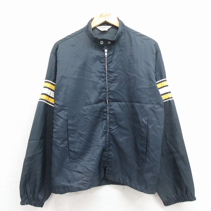 【20%OFF】M★古着 長袖 ナイロン ジャケット メンズ 80年代 80s GOOD YEAR USA製 紺 25nov25