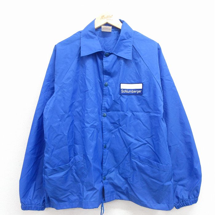90s ラグランナイロンジャケット Schlumberger ブルー M | 古着